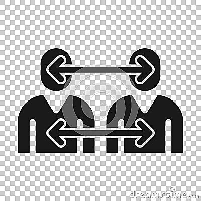 People referral icon in flat style. Business communication vector illustration on white background. Reference teamwork business Vector Illustration