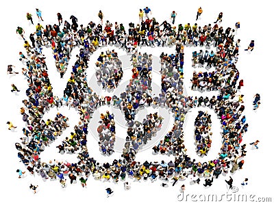 People that are registering and voting in 2020 election concept. Large group of people Stock Photo