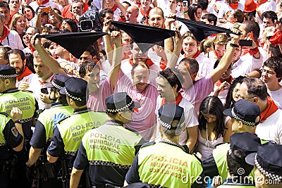People rejoice at opening of San Fermin festival Editorial Stock Photo