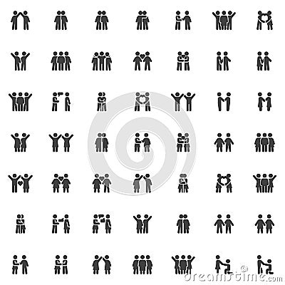 People relationship vector icons set Vector Illustration