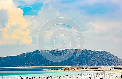 People relax on the white shore Stock Photo