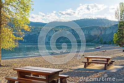 People relaxing on the beach at Sun Oka Provincial Park Editorial Stock Photo