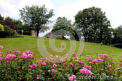 People relaxing at Calverlery Grounds in Royal Tunbridge Wells Editorial Stock Photo