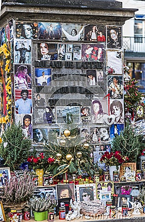 People remember Michael Jackson with cards and letters at the st Editorial Stock Photo