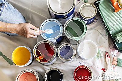 People renovating the house paint colours Stock Photo