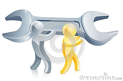 People repairing with spanner Vector Illustration
