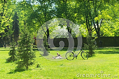 People are resting in the park Stock Photo