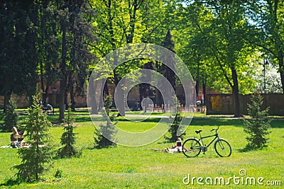 People are resting in the park Stock Photo