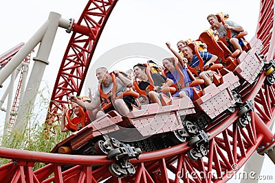 People on roller coaster Editorial Stock Photo