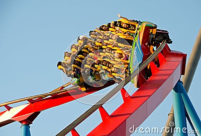 People on a Rollercoaster Ride Editorial Stock Photo