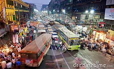 People run across the street with powerfull traffic road Editorial Stock Photo