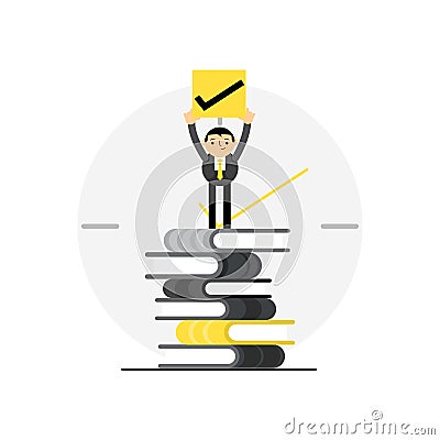 People run follow on way leader draw Vector Illustration