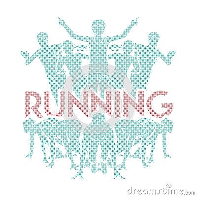 People run, Runner ,Marathon running, Team work running, Group of people running with text running Vector Illustration