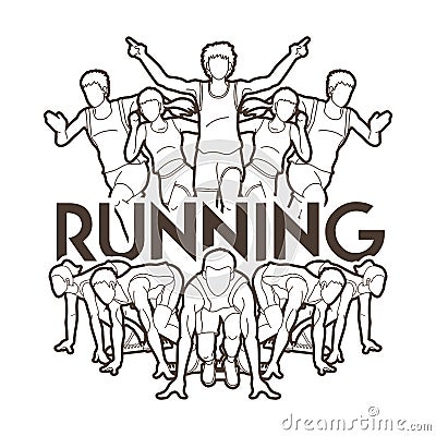 People run, Runner ,Marathon running, Team work running, Vector Illustration