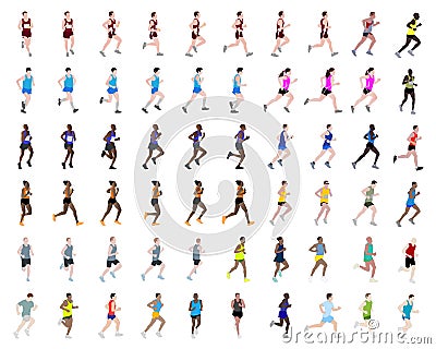 60 people running illustrations Vector Illustration