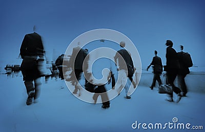 People Rushing Work Commuter Hurrying Crowd Concept Stock Photo
