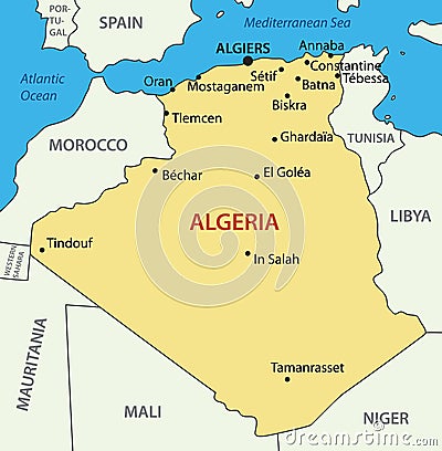 The Peoples Democratic Republic of Algeria - map Vector Illustration