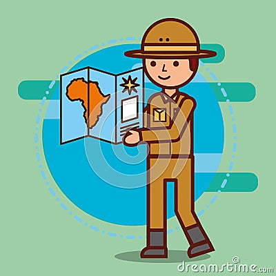 people safari travel Cartoon Illustration