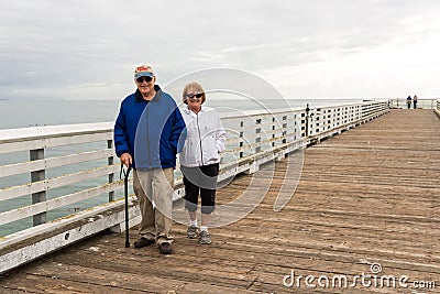People at San Simeon Pier, California, USA Editorial Stock Photo