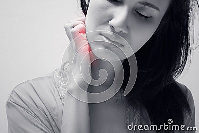 People scratch the itch with hand Stock Photo