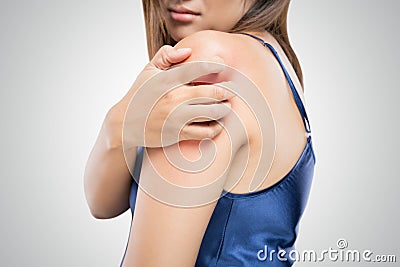 People scratch the itch with hand Stock Photo