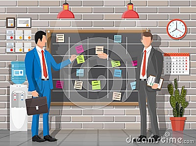 People, scrum board in office interior Vector Illustration