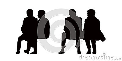 People seated outdoor silhouettes set 10 Stock Photo