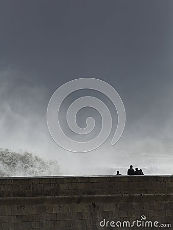 People seeing sea storm Editorial Stock Photo
