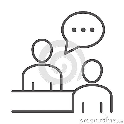 People service talking office, coworking business workspace, line icon design Vector Illustration