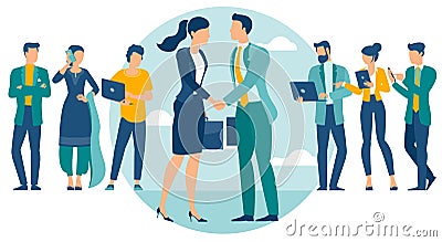 People shake hands Vector Illustration