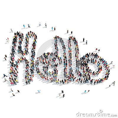 People shape hello cartoon Stock Photo