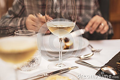 People sharing a fancy dinner Stock Photo