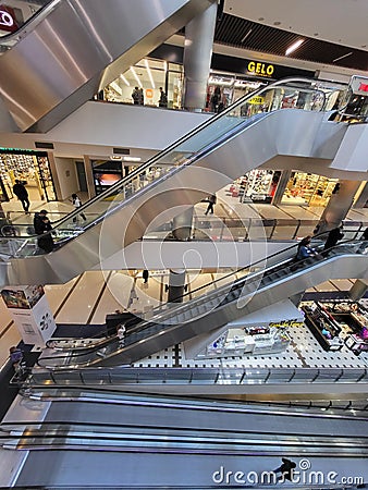 People Shop in interior Shopping Mall Malldova in Chisinau. Editorial Stock Photo