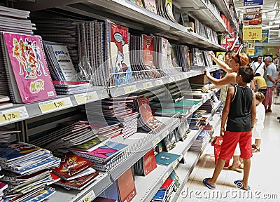 People shopping school material Editorial Stock Photo