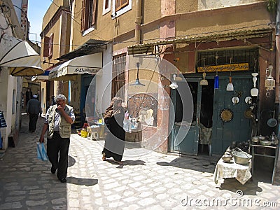 People shopping at the Souk. Bizerte. Tunisia Editorial Stock Photo