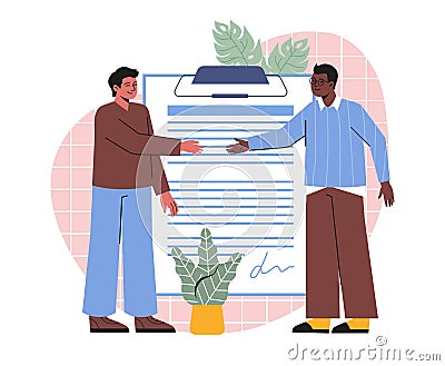 People signing contract Vector Illustration