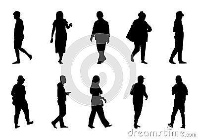 People silhouette vector, Man and women walking Vector Illustration