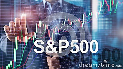 People silhouettes on American stock market index S P 500 - SPX. Stock Photo