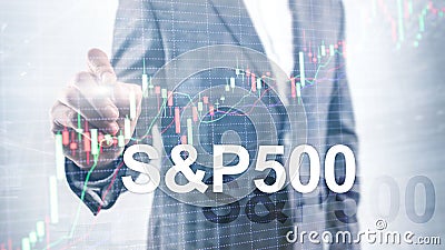 People silhouettes on American stock market index S P 500 - SPX Stock Photo
