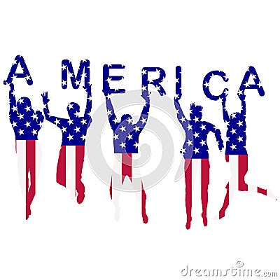 People silhouettes patterned in USA flag Vector Illustration