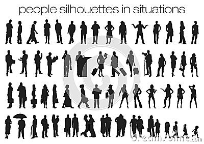 People silhouettes in situations Vector Illustration