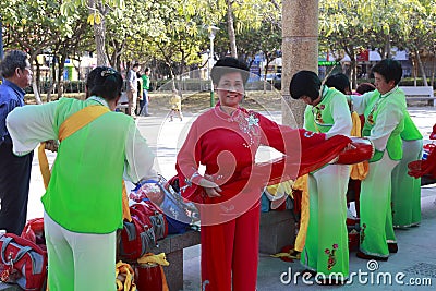 People sing and dance to celebrate the chinese new year Editorial Stock Photo
