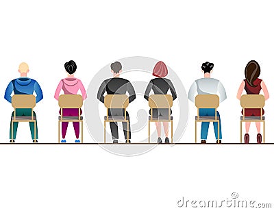 People sitting back view. Vector Illustration