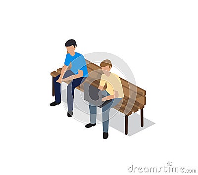 People sitting on a bench Vector Illustration