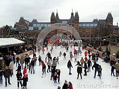 People skating Amsterdam Editorial Stock Photo