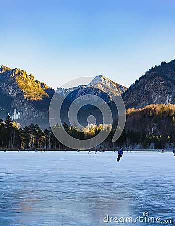 People skating on a natural rink Editorial Stock Photo