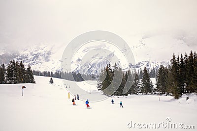 People skiing in Switzerland Editorial Stock Photo