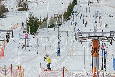 People skiing in Harenda ski centre Editorial Stock Photo