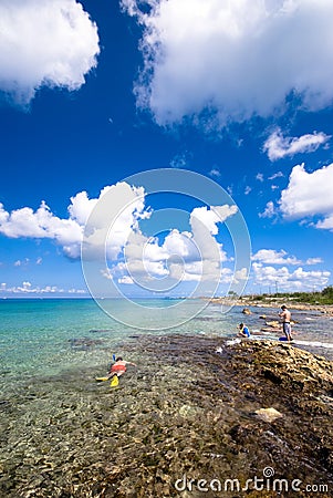 People snorkeling at the beach at Cozumel, Mexico Stock Photo