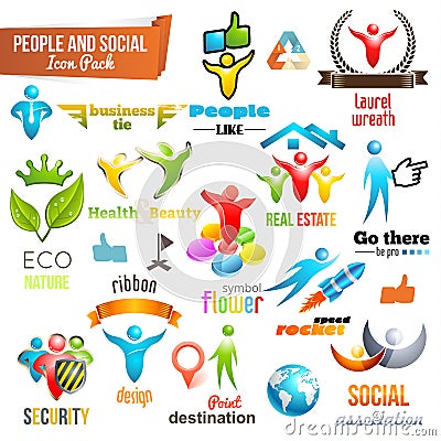 People Social Community 3d icon and Symbol Pack Vector Illustration